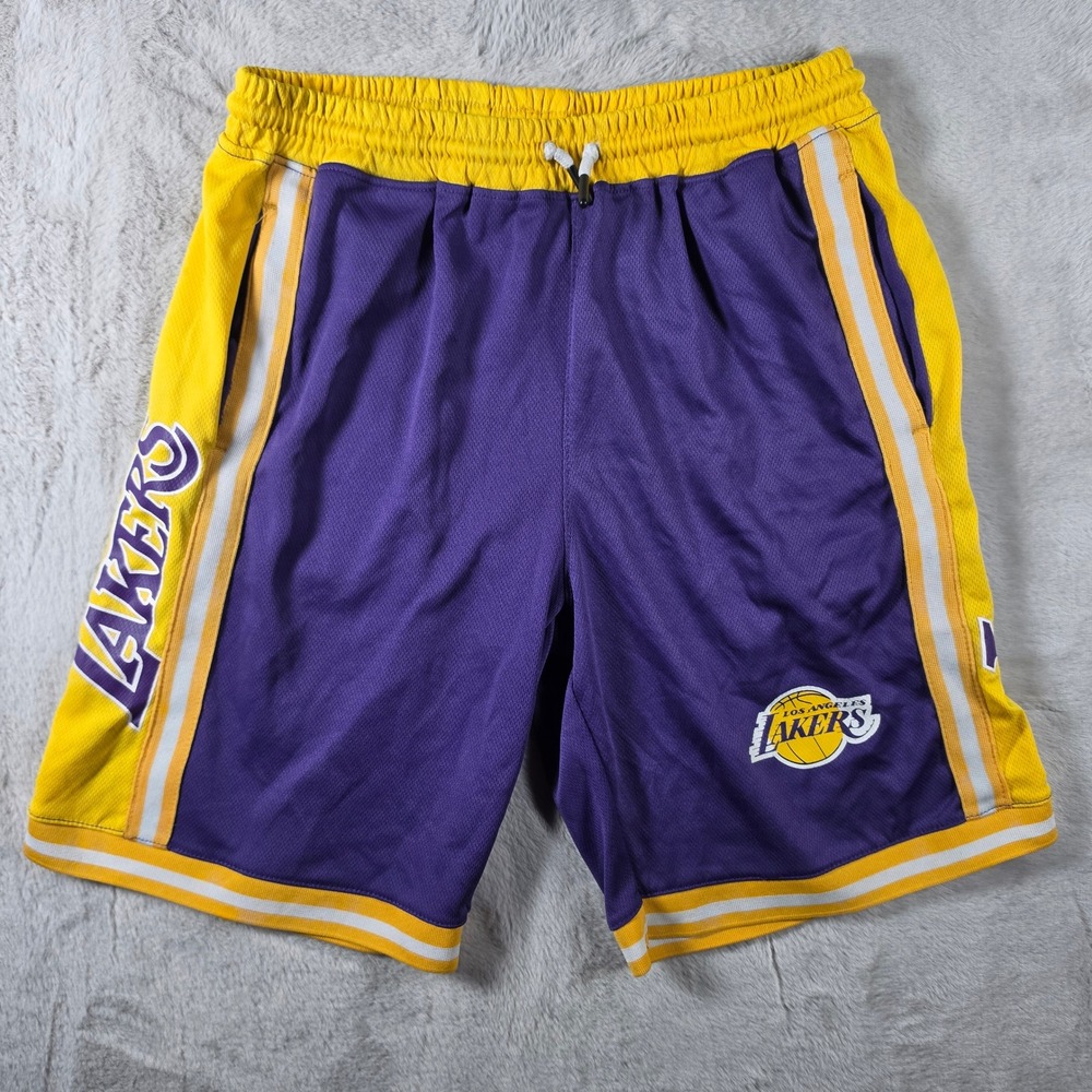 NBA Lakers Basketball Shorts Youth XL‎ Purple Gold Mesh Athletic 18-20